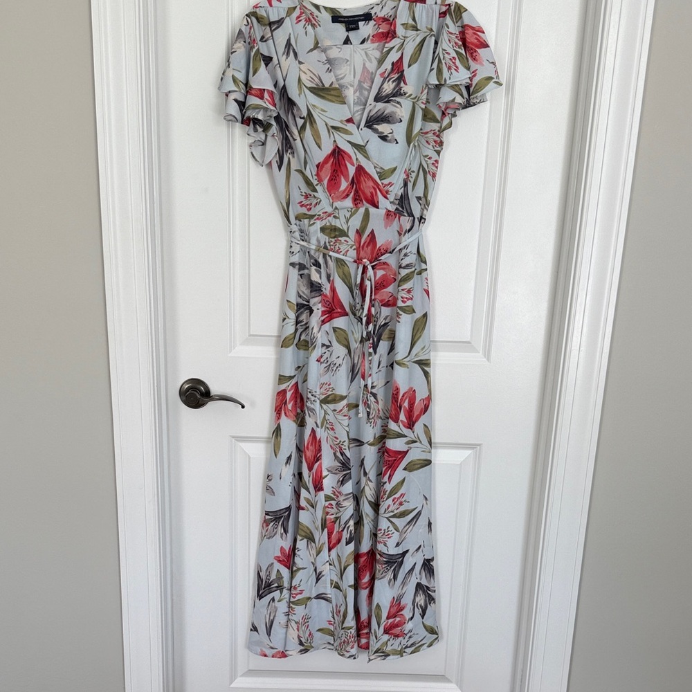 French Connection Red and Green Floral Maxi Dress